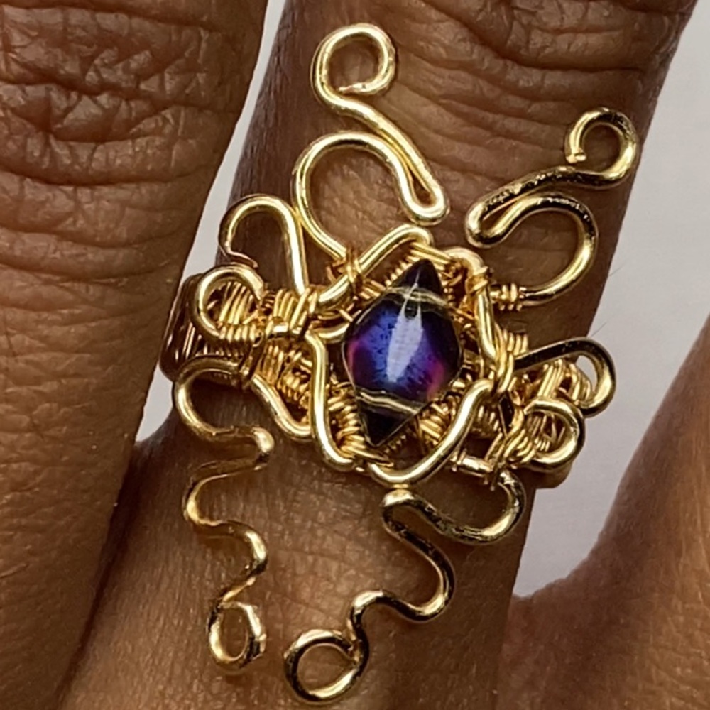 Gold and Purple Swirl Ring Jewelry